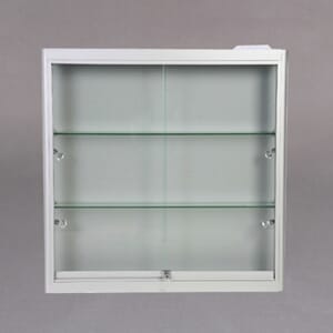 Vitrineskap med spotter 90x90x15cm Sølv m/6 spotter