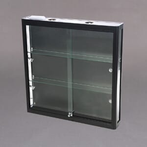 Vitrineskap med spotter 90x90x15cm Sort m/4 spotter