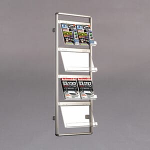 Brosjyrestativ vegg 145cm høyt