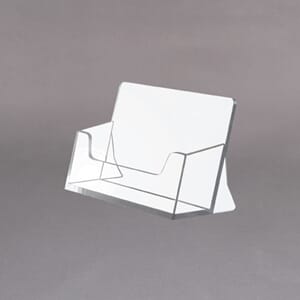 Visittkortholder aluminium 9cm x1.7cm klar akryl -horisontal