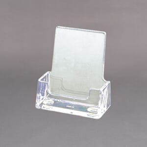 Visittkortholder aluminium 9cm x1.7cm klar akryl -vertikal