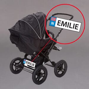 Bilskilt barnevogn 25x8cm