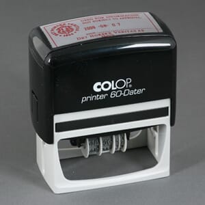 Colop printer med tekst og dato